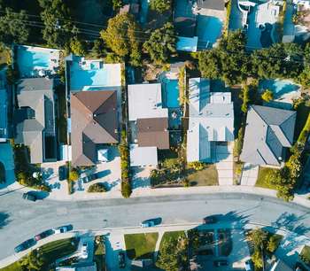 Birds eye view of residential homes
