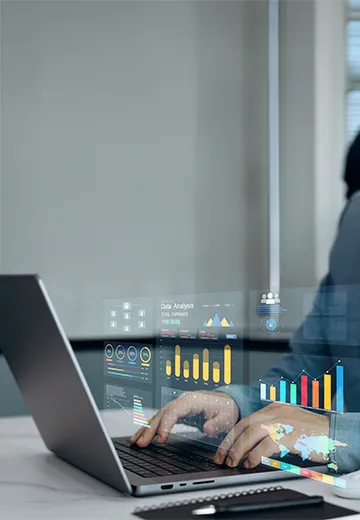 Businessman using KPI dashboard.