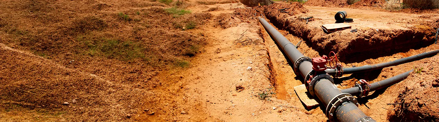 Water pipeline maintenance on a construction site.