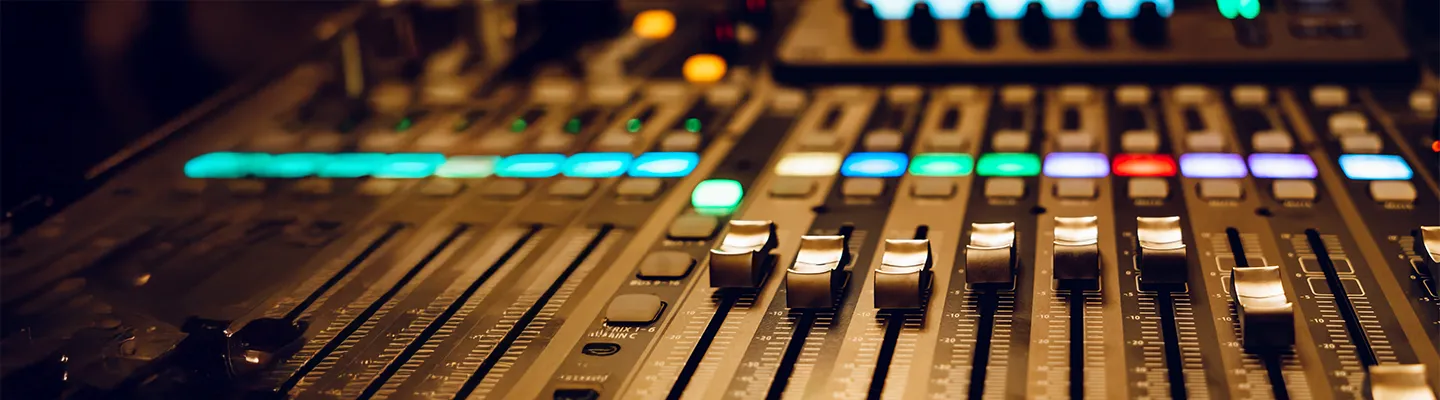 A sound mixing console up close