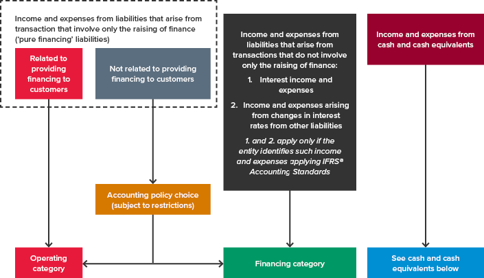 Flow diagram - income and expensives from liabilities that arise from transaction that involve only the raising of finance