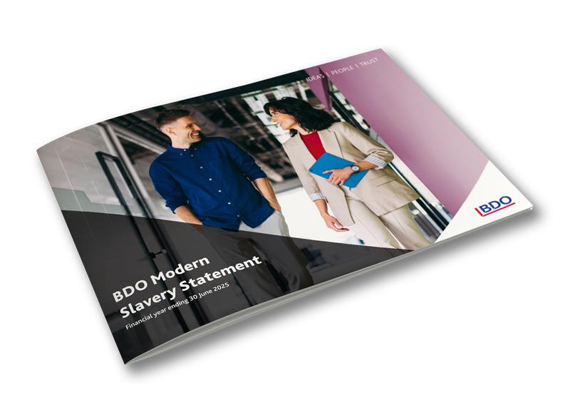 BDO Modern Slavery Statement report cover.