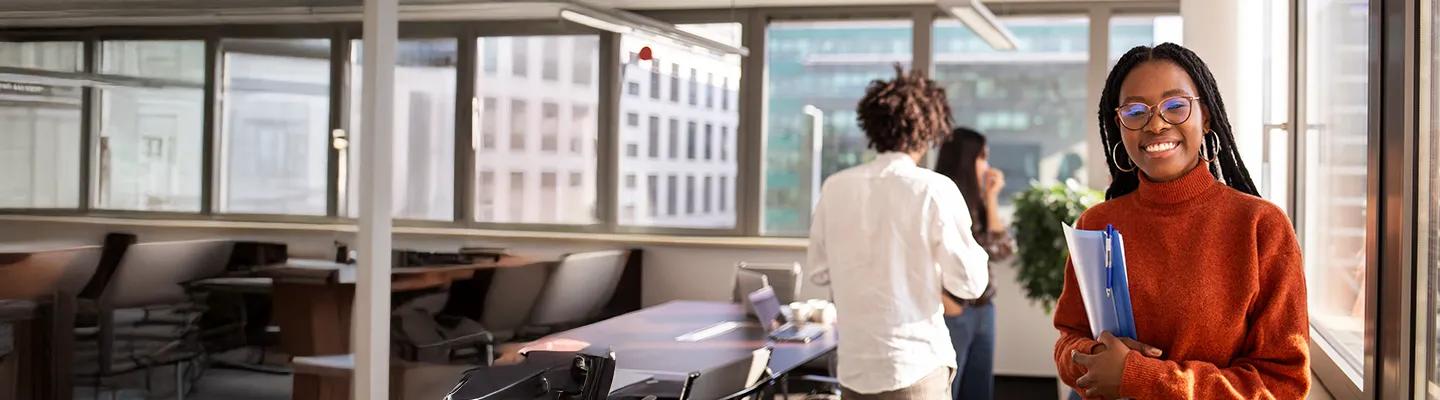 A young woman in an office