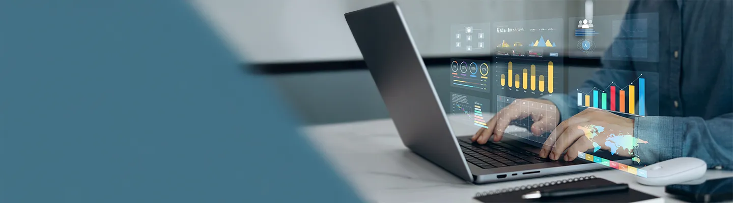 Businessman using KPI dashboard.